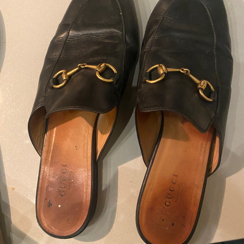 Black Gucci Leather Loafers